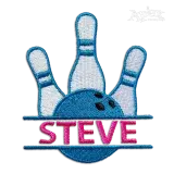 Bowling Split Name Machine Embroidery Frames Design