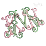 Bresia 3-letter Interlocking Monogram Machine Embroidery by Apex fill