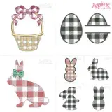 Buffalo Plaid Easter Bunny Embroidery Designs Bundle thumbnail