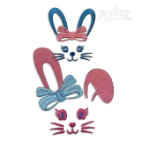 Easter Bunny Face with Bow Machine Embroidery Design - Apex all