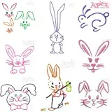 Outline Bunny Embroidery Designs Bundle thumbnail
