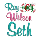 Casual Embroidery Font with Candy Christmas Designs All