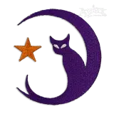 Cat and Crescent Moon Machine Embroidery Design by Apex