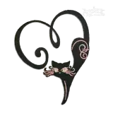 Cat Heart Machine Embroidery Design by Apex Digitized
