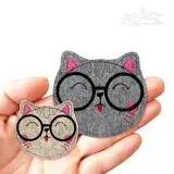 Cat With Glasses Feltie ITH Embroidery Design