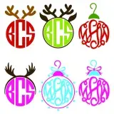 Christmas Bulb with Antlers Monogram Cuttable Frames