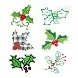 Christmas Holly Machine Embroidery Designs Digitized by Apex All