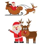 Christmas Santa Claus with Reindeer Deer and Sleigh Ride SVG Cuttable Files