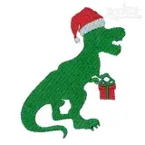 Christmas T-Rex Holding Present Embroidery Design