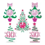 Christmas Tree Monogram Cuttable Frames