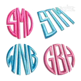 Circle Full 3-D Puff Monogram Machine Embroidery Fonts - Apex All