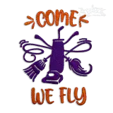 Come We Fly Witch Halloween Machine Embroidery Design