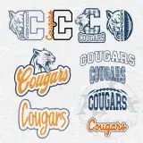 Cougars Mascot School Spirit Sports Game Bundle Vector SVG PNG Design