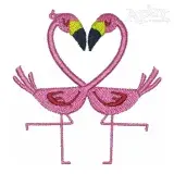 Couple Heart Flamingo Embroidery Design