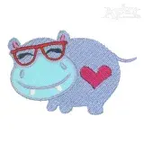 Cute Baby Hippo Embroidery Design