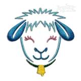 Cute Goat Face Simple Outline Farm Animal Machine Embroidery Designs.