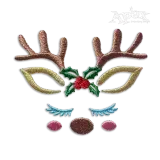 Cute Holly Christmas Santa Reindeer Machine Embroidery Design 