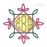 Diamond Triangle Monogram Fishtail Machine Embroidery Font Frame