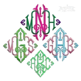 Square Diamond King Monogram Machine Embroidery Font all