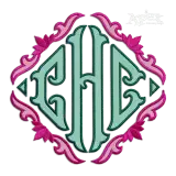 Diamond Triangle Monogram Fishtail Machine Embroidery Font Applique Frame