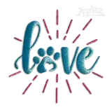 Love Word with Pet Dog Paw Print #2 Machine Embroidery | Apex