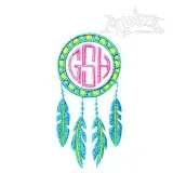 Dreamcatcher Feathers Monogram Embroidery Design