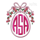 Easter Egg Shaped Monogram Embroidery Font Bow Frames