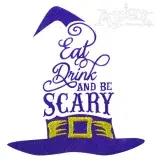 Eat Drink Be Scary Halloween Embroidery Design