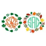 Fall Leaves Wreath Monogram Frames SVG Cuttable Design