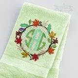 Fall Leaves Wreath Knockdown Monogram Frame Embroidery Design