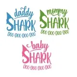 Family Daddy Mommy Baby Shark SVG Cuttable Design