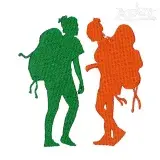 Female Backpackers Embroidery Design
