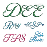 Fish Fishing Hooks Script Machine Embroidery Font - Apex