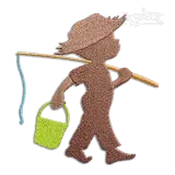 Fishing Boy with Rod and Bucket Machine Embroidery Design