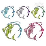 Fishing Rod with Fish Digitized Machine Embroidery Designs Beach All