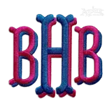 Fishtail Rounded Stacked Embroidery Font 2-Color Shadow BHB