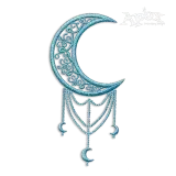 Floral Crescent Moon Embroidery Designs