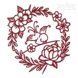 Flower Wreath Bird Embroidery Design