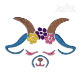 Floral Goat Face Machine Animal Embroidery Design by Apex