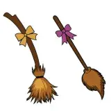 Witch Flying Broomstick Broom with Bow Tie Cuttable Files