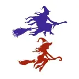 Flying Witch with Broomstick SVG Cuttable Design
