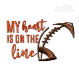 Football Mom My Heart on Line Machine Embroidery Design