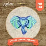 Geometric Elephant PDF Hand Embroidery Pattern