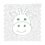 Giraffe Face Quilt Block Embroidery Design