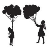 Girl Holding Balloons Silhouette SVG Cuttable Files