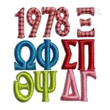 Greek College Fraternity 3D Puff Machine Embroidery Font by Apex Digitized