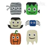Happy Face Halloween Characters Machine Embroidery Design by Apex
