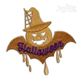 Halloween Pumpkin Flying Bat Witch Machine Embroidery Design
