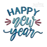 Happy New Year Word Art Machine Embroidery Design by Apex