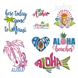  Hawaii Aloha Mahalo Beach Embroidery Designs by Apex All